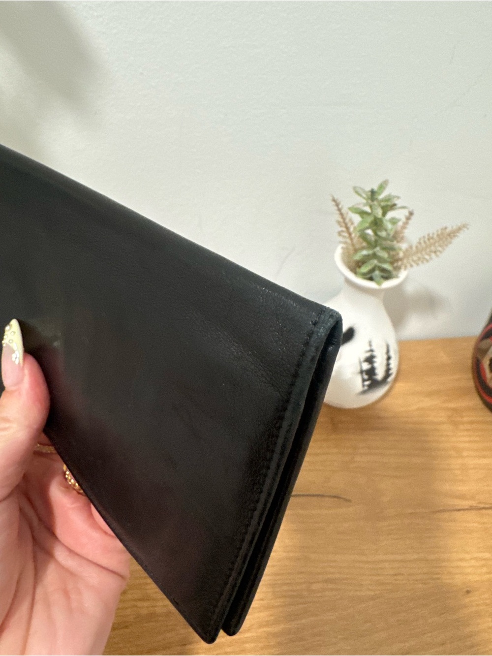 Vintage Gucci Black Leather Long Breast Pocket Wallet - Slim Billfold - Picture 10 of 13
